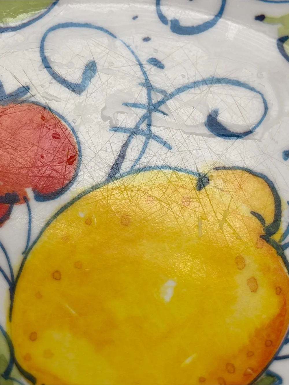Le Cadeaux Mediterranean Lemon Tree Melamine Dinner Plates Set of 4 Retired